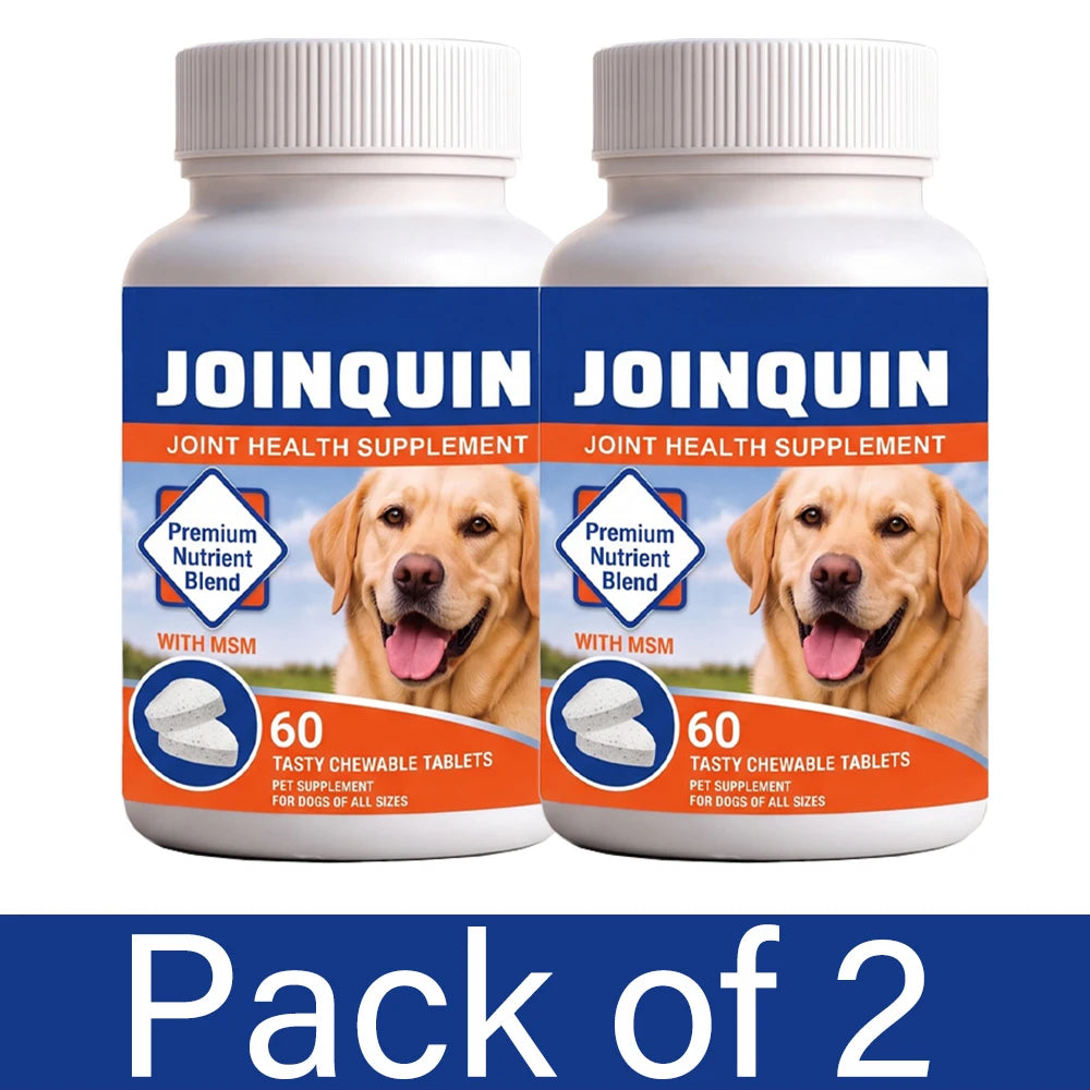 Joinquin Joint Supplement, Glucosamine & Chondroitin for Dogs, Supports Healthy Joints, Chewable Tablets for All Breeds & Sizes