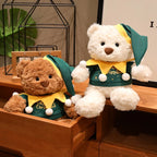 Cute Christmas Bear Plush Toy Christmas Dress Up Teddy Bear Scarf Hat Dress Up Comfort Doll Xmas Birthday Gifts