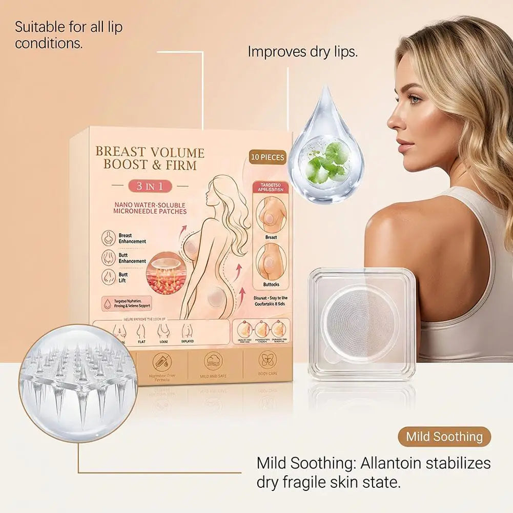 Breast Volume Boost Firm Patches 3 in 1 Nano Water Soluble Microneedle Body Care for Breast Butt Lift Targeted Hydration