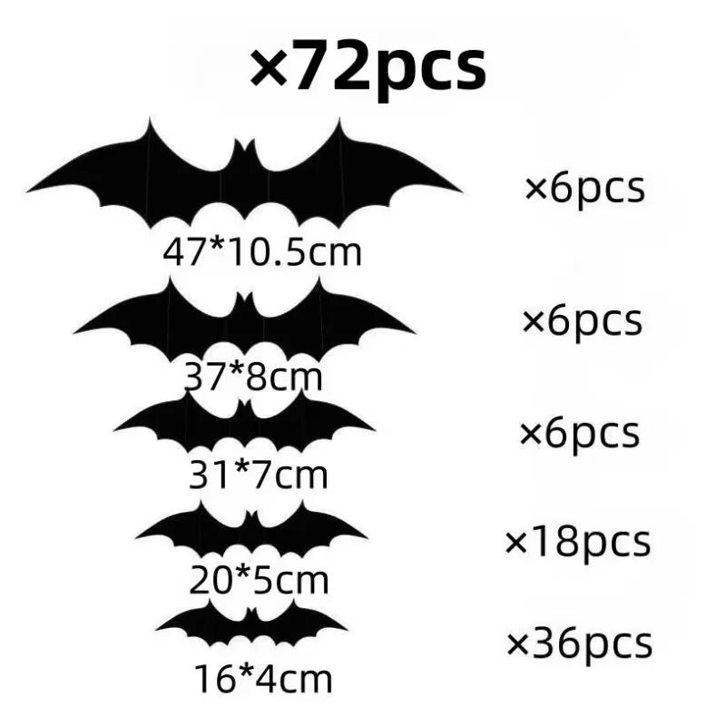 DIY Halloween Bat Decoration 3D PVC Bat Wall Sticker Black Bat Wallpaper Halloween Real Horror Prop