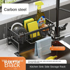 Kitchen stainless steel shelf, sponge drain rack, sink drainage rack, dishwashing supplies, dishcloth storage, drainage rack