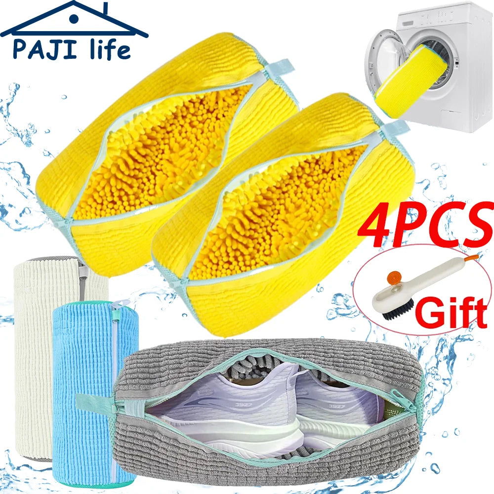 Shoes Washing Bag Laundry Bag Padded Shoe Protector Fluffy Fiber Polyester Laundry Wash Bag Machine Washable Organizer