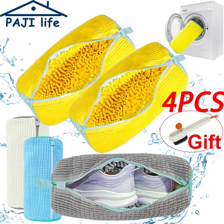 Shoes Washing Bag Laundry Bag Padded Shoe Protector Fluffy Fiber Polyester Laundry Wash Bag Machine Washable Organizer
