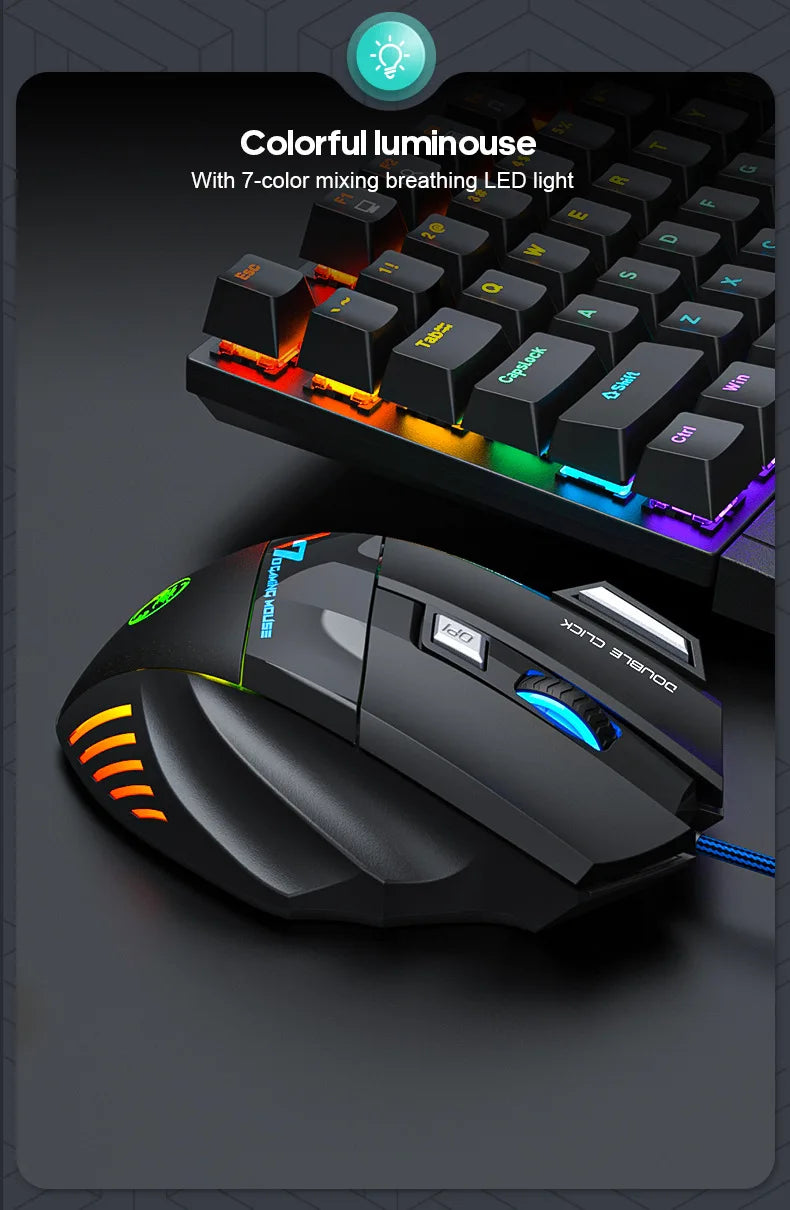 4-Keys Gaming Wired Optical Mouse RGB Backlit 3200DPI Adjustable Ergonomic Design Gamer Mouse For PC Computer Laptop Tablet