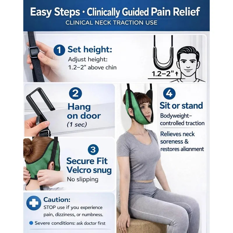 Upgraded Over The Door Neck Traction Large Weight Capacity Thickened Neck Support Breathable Design Home Neck Pain Relief Care