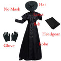 Halloween Plague Doctor Cosplay Hooded Robe Medieval Steampunk Priest Horror Wizard Cloak Cape With Long Nose Beak Leather Masks