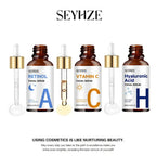 SEYHZE Day Night Vitamin C + Retinol + Hyaluronic Acid Essence Set with Collagen Aloe Vera Marshmallow 48hr Moisture Lock Skin B