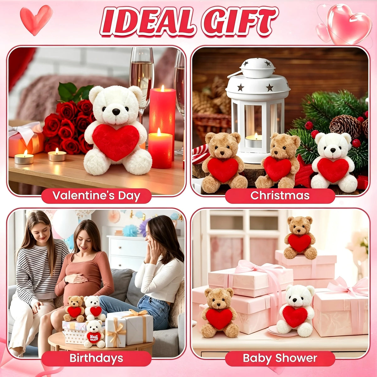 Teddy Bear With Heart Plush Cuddly Stuffed Bear Gifts Holding Heart for Valentine's Day Wedding Gift Giving Romantic Love Toys