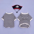 Halloween Pirate Pet Costume Set with Skull Hat Black White Striped Dog Cat Shirt Sweatshirt Spooky Cosplay Party Apparel Outfit