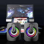 USB Wired PC Speakers | HIFI Stereo Sound, Built-in Mic, LED Light for Desktop
