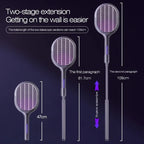 Telescopic Electric Mosquito Swatter & UV Trap Lamp, Extendable 109cm, Safe Physical Killer, Rechargeable, Wall Mount No Gap