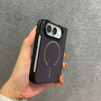 For iPhone Duo Case Technique PU Leather for Magsafe Cases For iPhone Duo 2026 Magnetic Wireless Charging PC Pure Color Cover