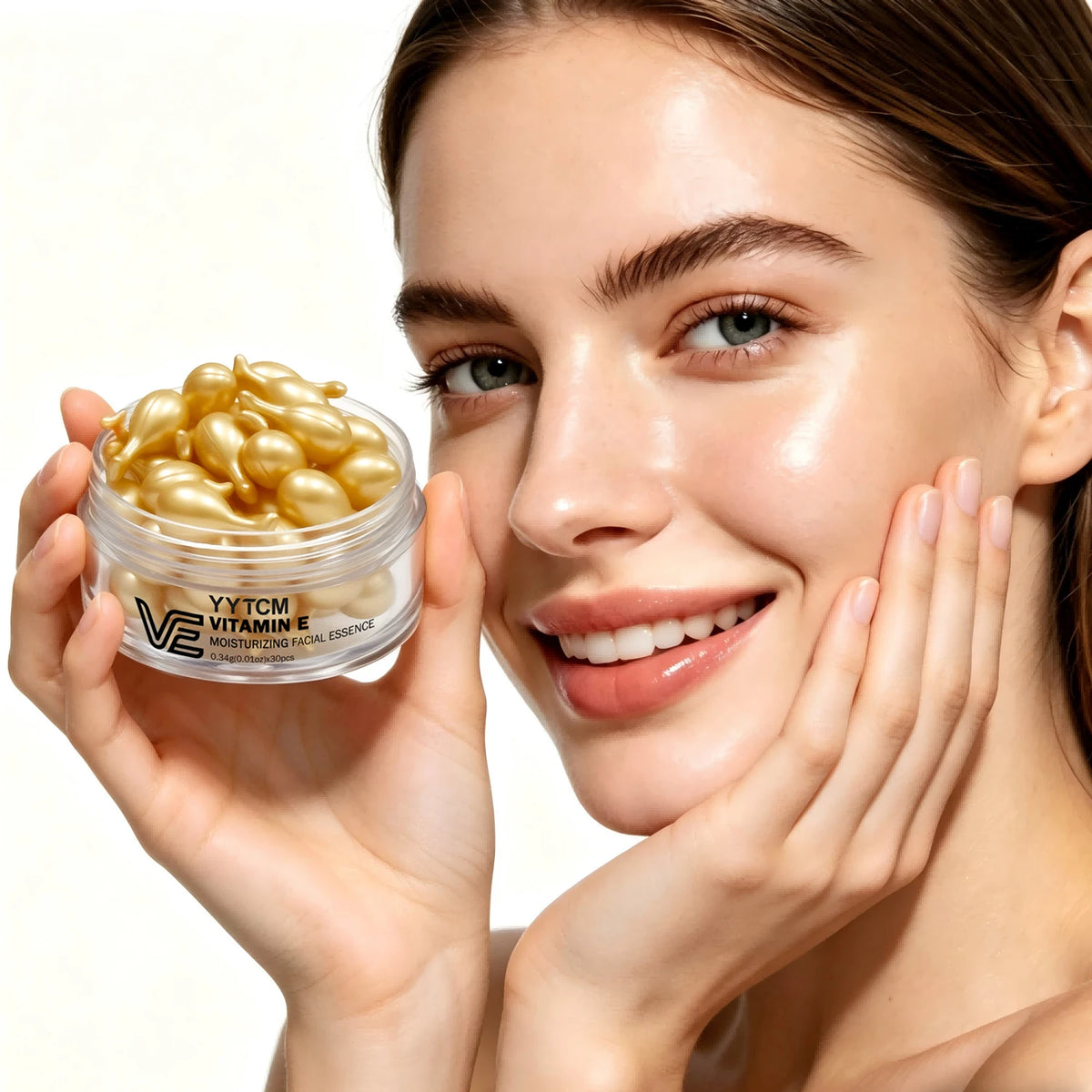 Vitamin E Facial Hydrating and Moisturizing Essence, Deep Moisturizing and Anti-Aging Capsule Essence 0.34Gx30 Capsules