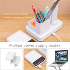 LED Desk Lamp USB Dimmable Touch Foldable Table Lamp with Calendar Temperature Clock Night Light for Study Reading Lamp