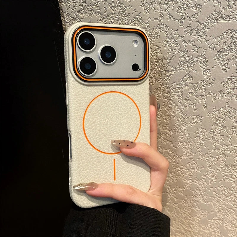 Luxury Magnetic Matte Lychee Grain Phone Case For iPhone 11 12 13 14 15 16 17 18 ProMax Air Plus Magsafe Bumper Back Cases Cover