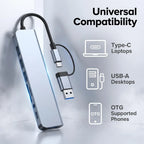 8 in 2 Type C USB HUB Docking Station with 3.5mm Audio Jack for Micro SD Card Reader MacBook Laptop Tablet Phone Disk Converter
