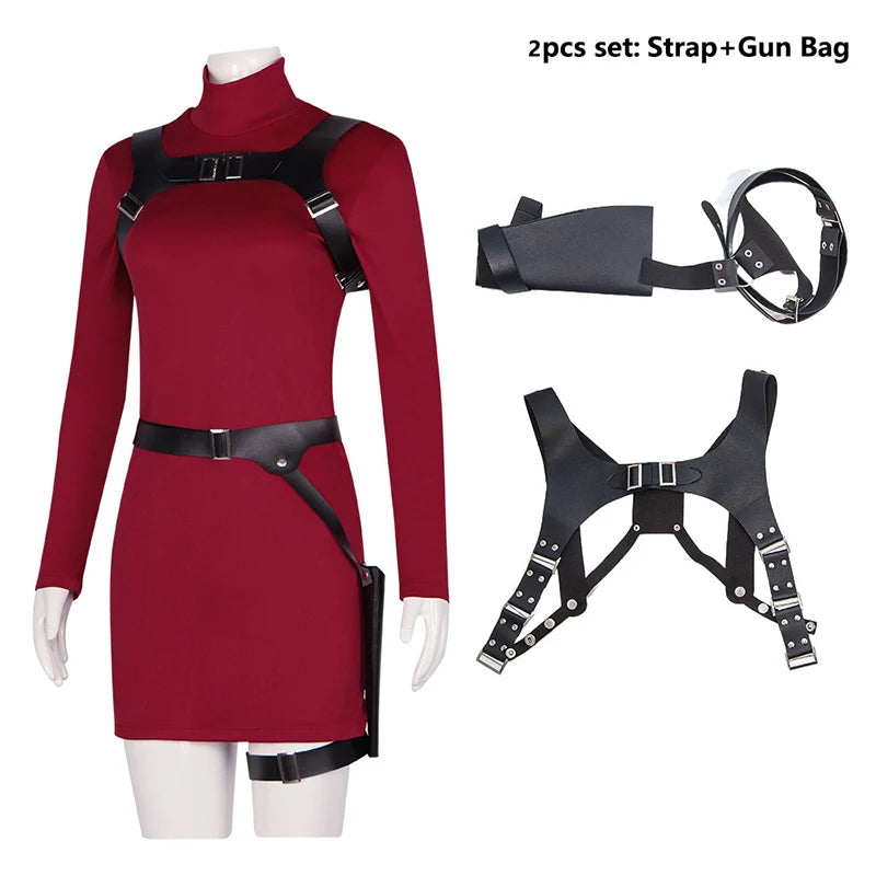 Female Ada Cosplay Wong Costume Dress Belt Roleplay Outfits Fantasia Halloween Carnival Disguise Suit For Adult Women Girls