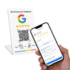 Nfc 215 programmable QR code Google Review Card NFC station table NFC Google Reviews display bending card standing brand bracket
