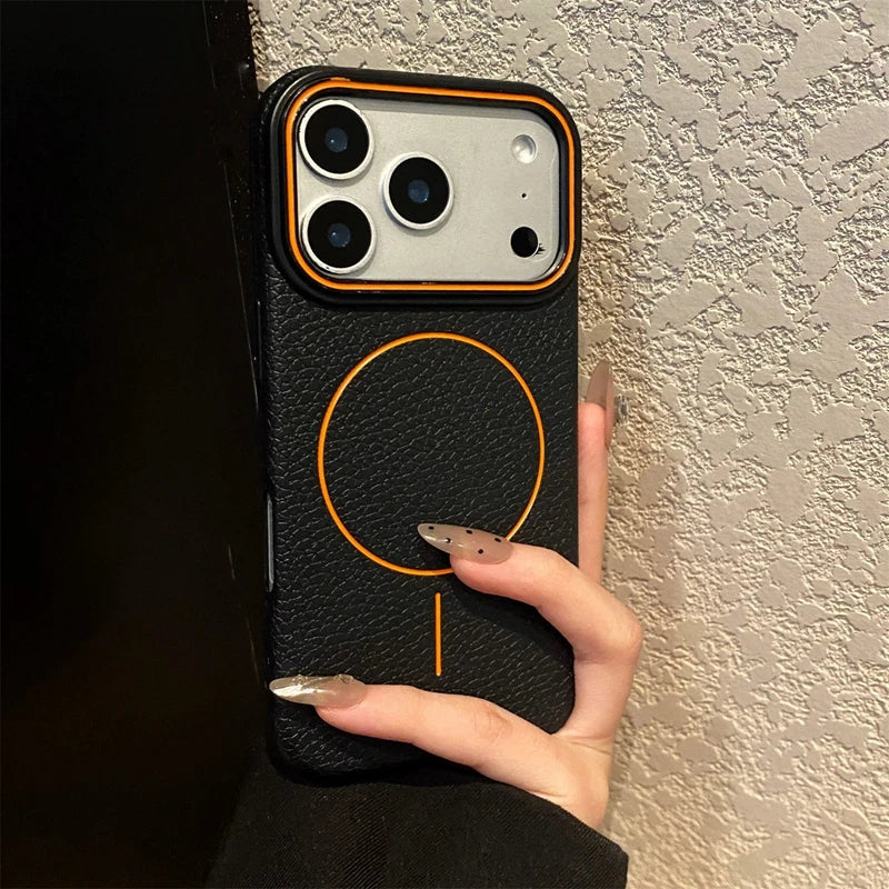 Luxury Magnetic Matte Lychee Grain Phone Case For iPhone 11 12 13 14 15 16 17 18 ProMax Air Plus Magsafe Bumper Back Cases Cover