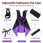 Halloween Dog Cat Costume Hooded Cloak Maleficent Velvet Cape Adjustable Cosplay Party Dress Apparel Funny Witch Holiday Pet