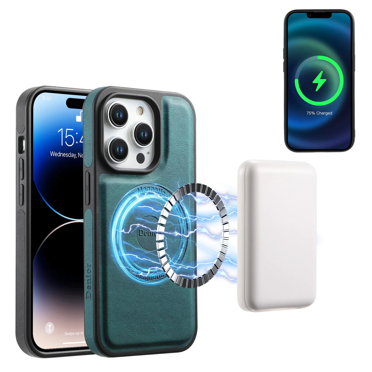 Frosted Faux Leather Magnetic Wireless Charging Case for iPhone 17 Pro Max