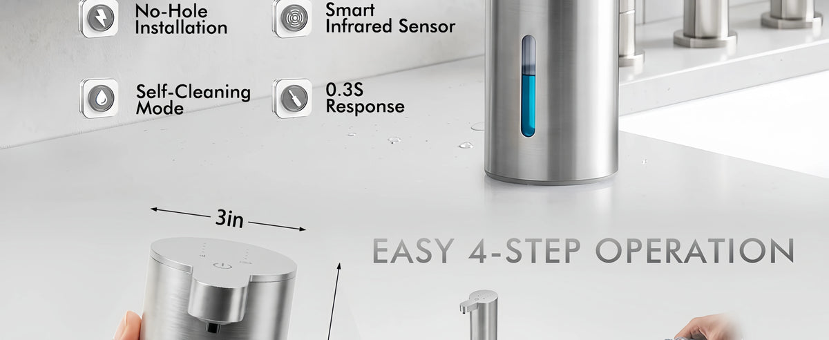 Automatic Soap Dispenser Stainless Touchless Rechargeable Hand Sanitizer Shampoo Detergent Dispenser for Kitchen Bathroom Toilet