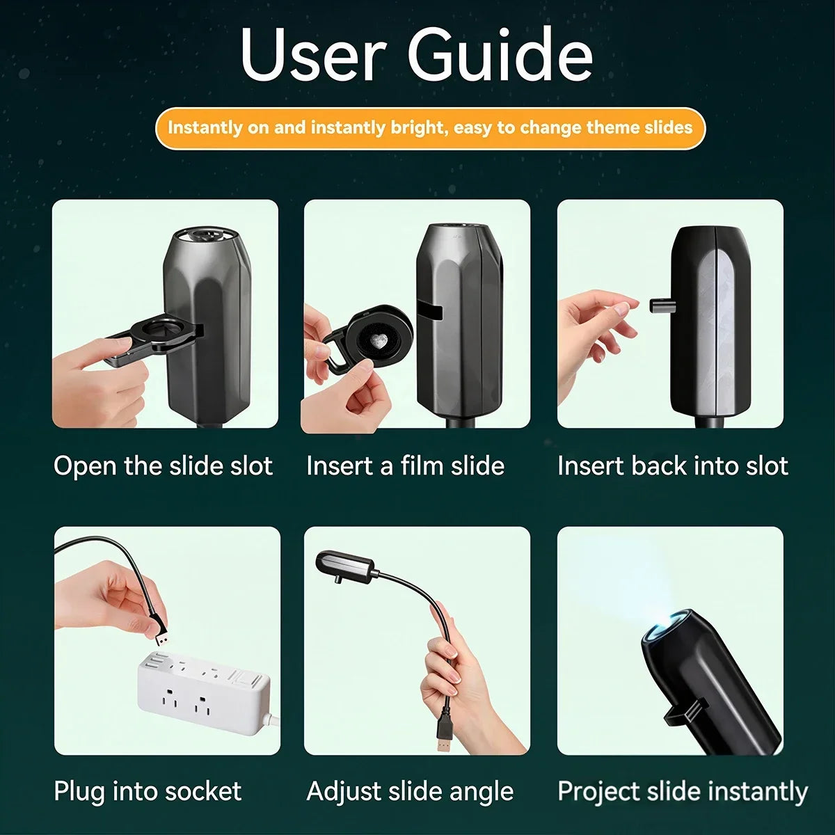 Car Starry Sky Projector Lamp USB Powered Galaxy Night Light With 17‑12 Galaxy Film Flexible Neck Auto Ceiling Romantic Lighting