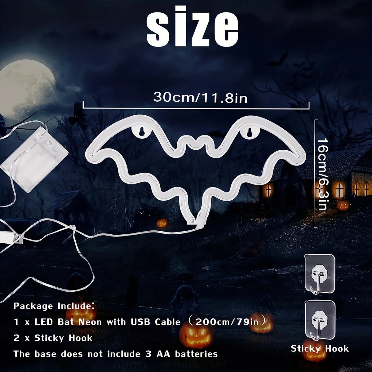 Halloween 3D Stereoscopic Bat LED Night Light PET Wall Decal Home Festival Party Indoor Wall Decoration Lamp