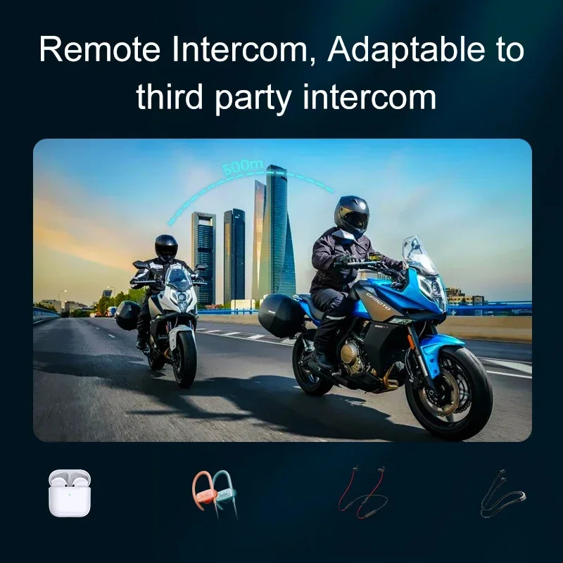 Y20 Pro Motorcycle Helmet Headset Bluetooth 500M Intercom FM Radio Hands-free Call Waterproof Mixing Music Sharing Interphone