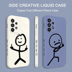 Line Cute Man Case For Samsung Galaxy A73 A53 A33 A23 A13 A03 A72 A52 A52S A32 A22 A12 A02 A02S A71 A51 A31 A21S 4G 5G Cover
