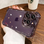 Luxury Electroplate Shockproof Transparent Phone Case For iPhone 18 17 16 15 14 13 12 Pro Max Plus Air Clear Bumper Cases Cover