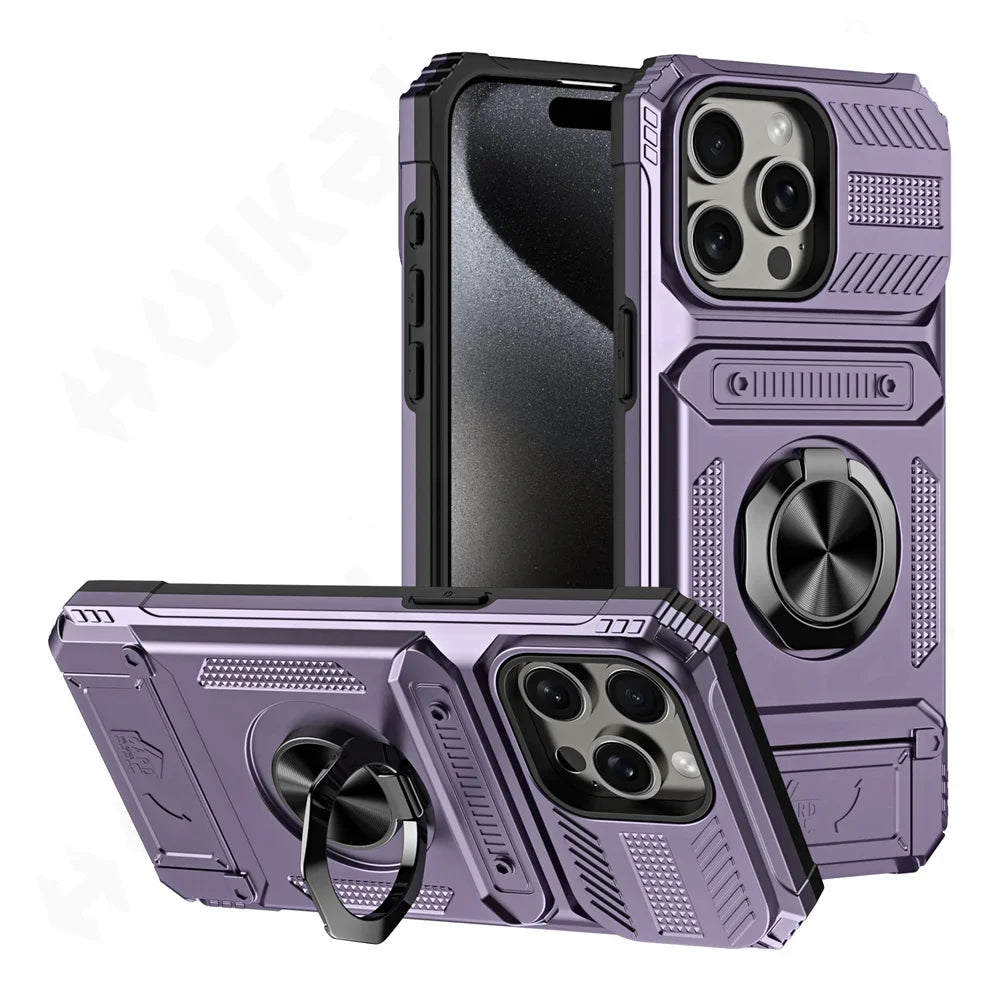 Case For Samsung S24 S23 Ultra Plus FE A14  A15 25 35 55 Magnetic Rotated Ring Kickstand Heavy Duty Drop Protection Wallet Cover