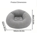 Inflatable Lazy Sofa Folding Portable Air Chair Flocking Surface Comfortable Lounge Seat for Living Room Outdoor Camping Beach