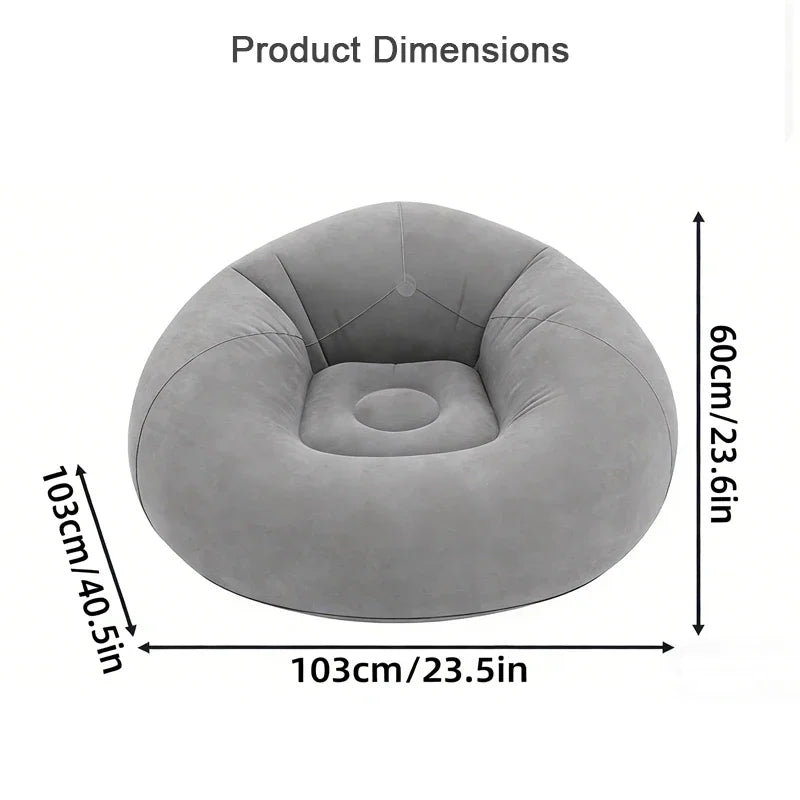 Inflatable Lazy Sofa Folding Portable Air Chair Flocking Surface Comfortable Lounge Seat for Living Room Outdoor Camping Beach