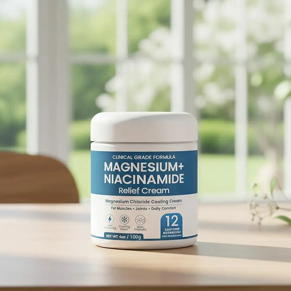 Magnesium Niacinamide Relief Body Cream, Magnesium Cream Cooling Formula, Lightweight, Non-greasy