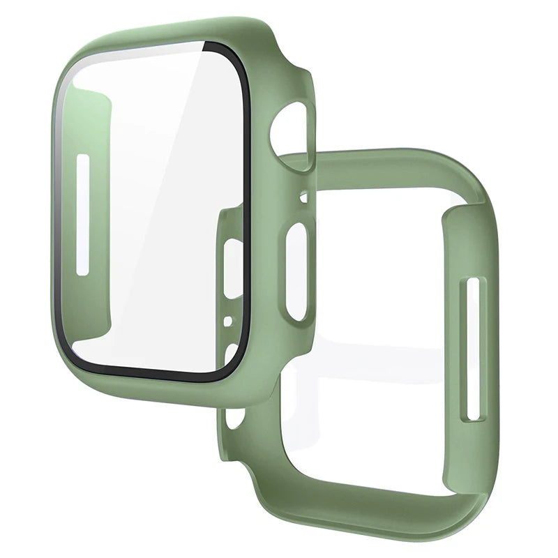 Tempered Glass+Cover For Apple Watch 11 10 9 8 7 46mm 42mm PC Bumper Screen Protector Case iWatch Series 7 6 5 4 SE3 44 40 45mm