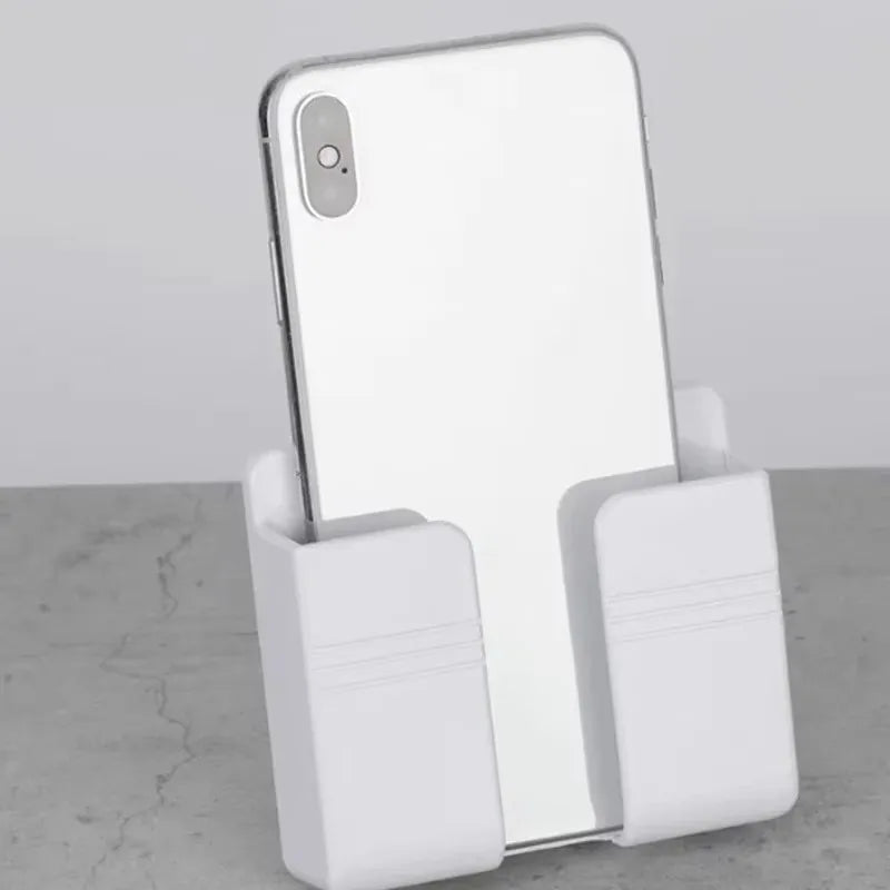 Wall Mounted Phone Charging Holder and Remote Control Organizer