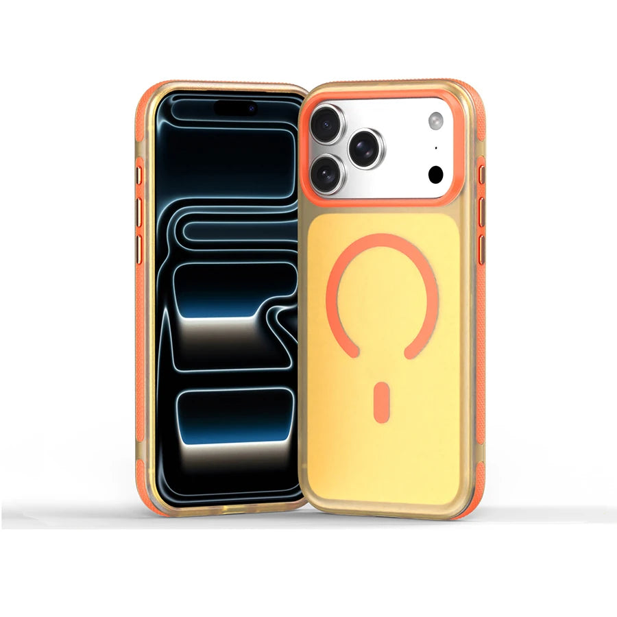 Dopamine Color Block Magnetic Phone Case for iPhone 18/17 Pro Max,16 Pro, 15 14, 13 Translucent Matte Full-Coverage Shockproof Cover with Raised Camera Protection, Compatible with MagSafe Wireless Charging