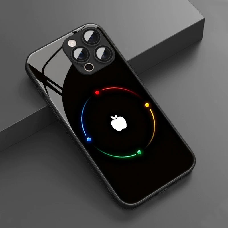 Colorful Halo For Apple Pattern Tempered Glass Phone Case For iPhone 18 17 16 15 14 13 12 11 Pro Max 17 Air 7 8 Plus XR X Cover