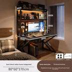 Gaming Desk with Bookshelf and Pegboard Computer Desk with Storage Shelf Home Office Study Desk for Bedroom Small Space