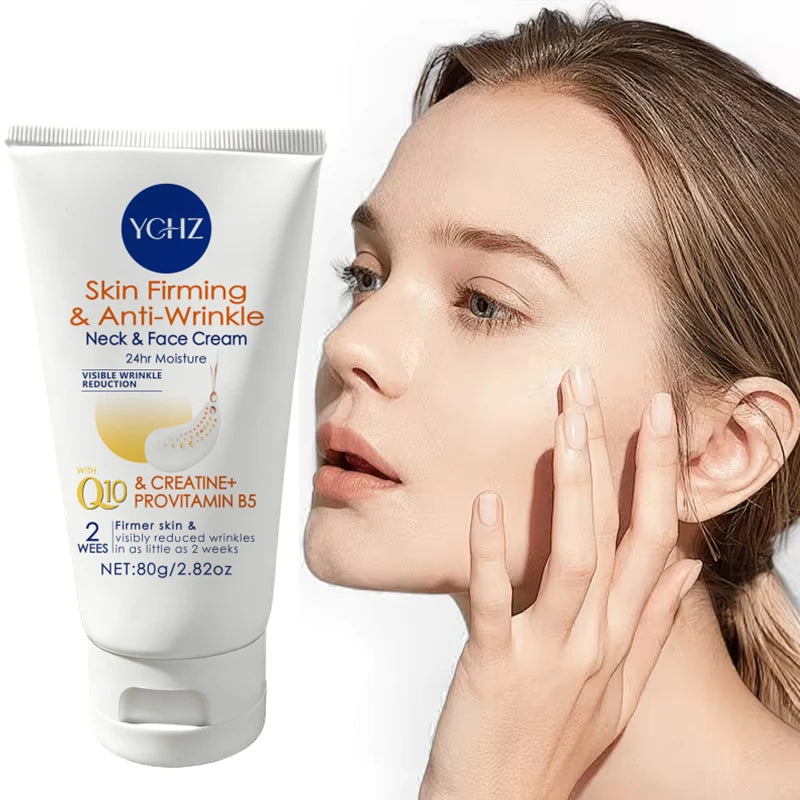 [Hydrating Firming Cream] Reduces Fine Lines and Wrinkles, Neck and Face Firming Cream - Contains Coenzyme Q10, Creatine, and Vitamin B5, Suitable for All Skin Types, Moisturizing and Firming, 80g