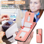 Shoulder Lanyard Leather Card Wallet Case For Samsung Galaxy S25 S24 S26 Ultra S23 S22Plus A57 A37 A17 A36 A56 Stand Phone Cover