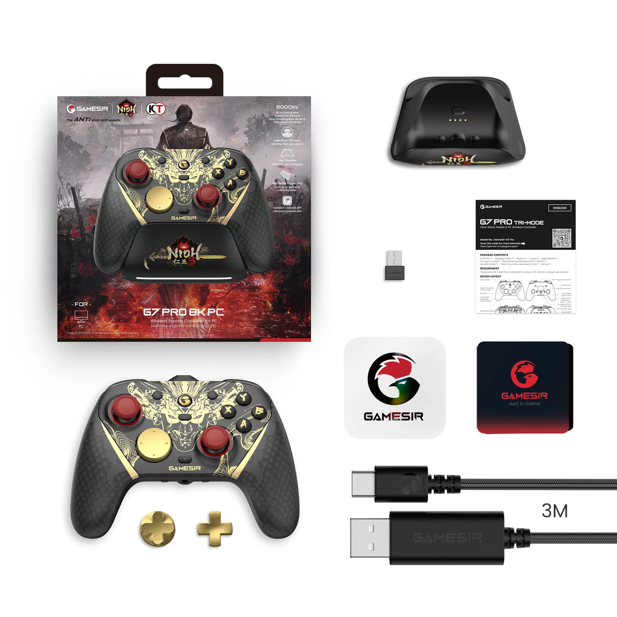 GameSir G7 Pro 8K Nioh 3 Edition Wireless Switch Gaming Controller with Charging Station, TMR Gen-2 Joystick, Hall Effect, Gyro