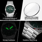 POEDAGAR Luxury Original Man Watch Waterproof Stainless Steel Luminous Men's Wristwatch Date Week Quartz Fashion Watches For Men