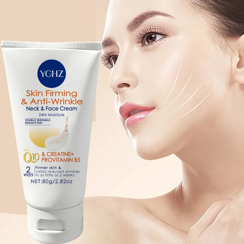 [Hydrating Firming Cream] Reduces Fine Lines and Wrinkles, Neck and Face Firming Cream - Contains Coenzyme Q10, Creatine, and Vitamin B5, Suitable for All Skin Types, Moisturizing and Firming, 80g