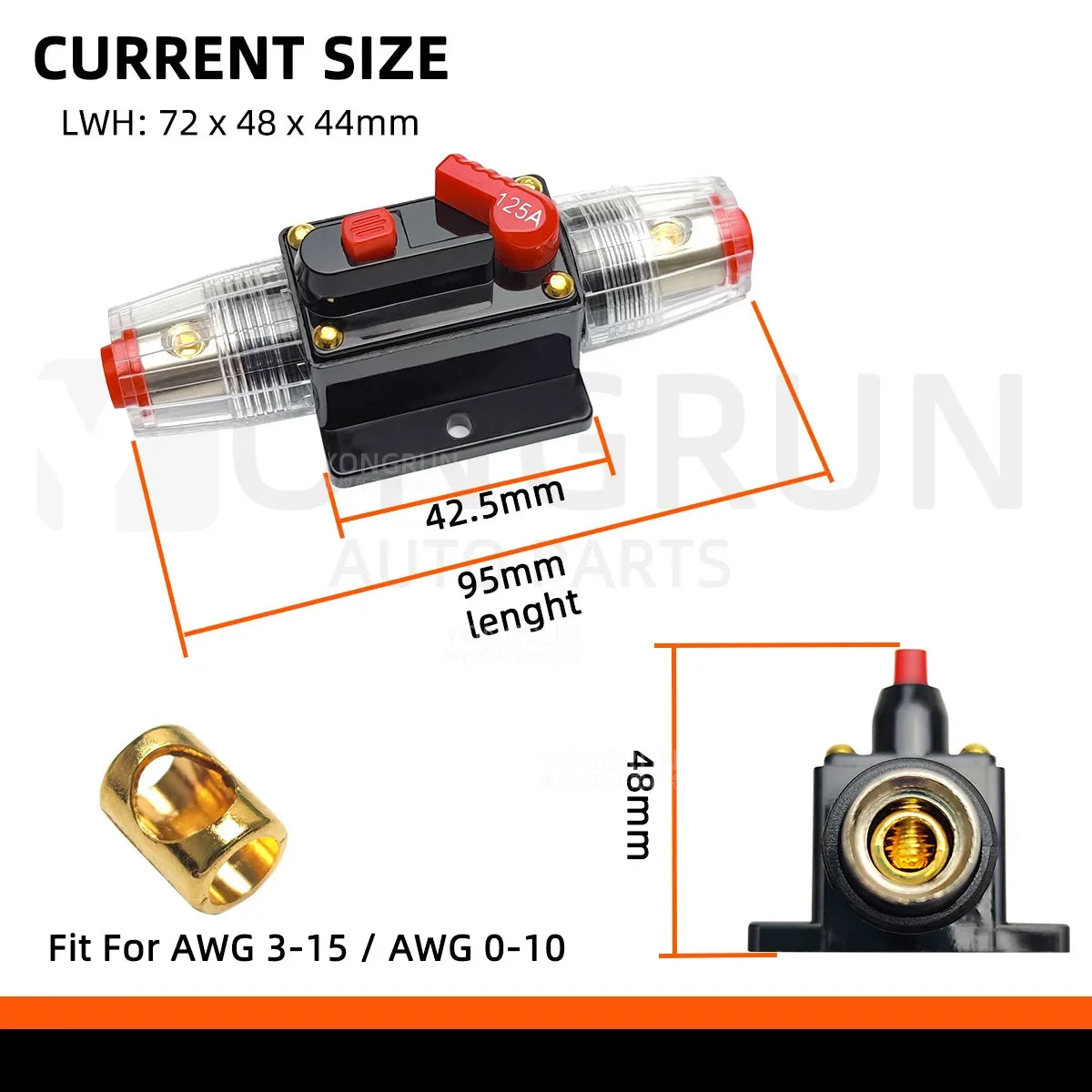 Circuit Breaker 20A to 300A Manual Reset for Car Audio System Waterproof Marine Circuit Breaker Reset Fuse 12V- 48V DC 40A 60A