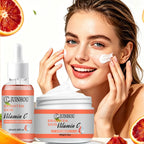 JUINHOU Vitamin C Skin Care Serum Cream Set Brighten Moisturizing Oil-Control Improve Uneven Skin Tone For Dull Skin Daily Care