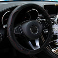 Universal Fit PU Carbon Fiber Leather Car Steering Wheel Cover 14.5-15 Inch No Inner Ring Required Vehicle Decoration Accessory