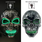 Evil Skull Mask Halloween Carnival Masquerade Haunted House Scary Decoration Cosplay Skeleton Scary Theme Party Light Up Mask