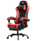 Ergonomic Gaming Chair, Lumbar Massage & Adjustable Headrest, PU Leather Computer Seat with Retractable Footrest and 360° Swivel